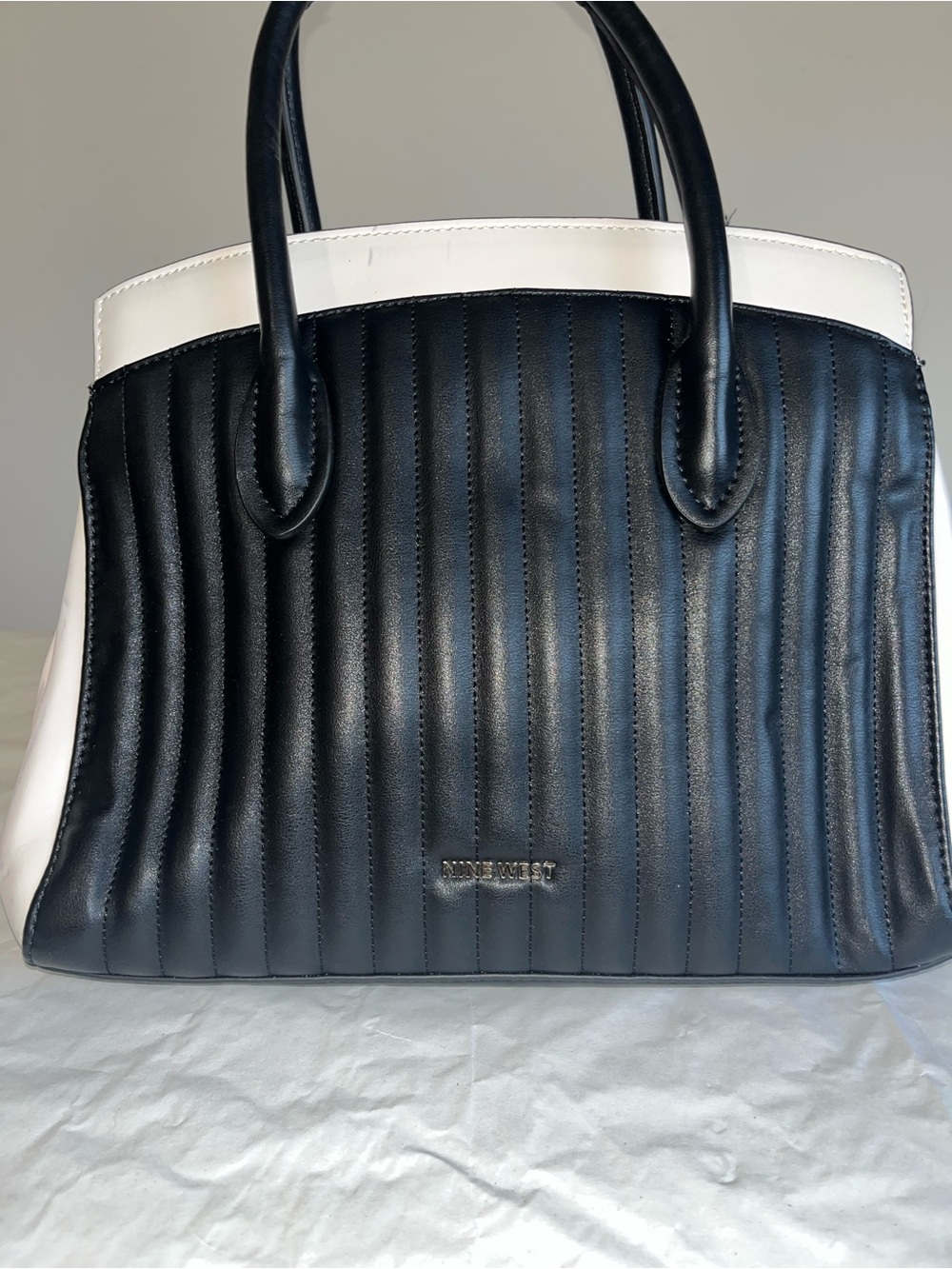 Nine West Black and White Quilted Satchel